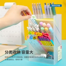 得力8934斜插筆筒兩聯(lián)(透明)(個)