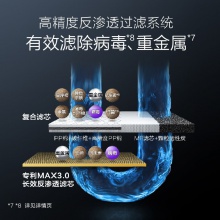 A.O.史密斯【新品上市】家用凈水器 整機(jī)質(zhì)保5年 專利MAX3.0反滲透濾芯 2升/分鐘 無(wú)桶大流量 凈水機(jī) 2000S