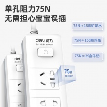 得力18163-02插座_2+2_2米_PVC袋裝(白)(只)