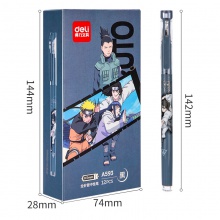 得力A593火影忍者學生中性筆0.5mm全針管(黑)(支)