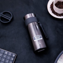得力6146保溫杯(深灰)360ml304不銹鋼 子彈頭
