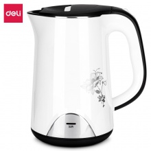 得力0765電熱水壺(白+深灰)(個(gè))1.5L外塑內(nèi)鋼