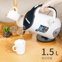 得力0765電熱水壺(白+深灰)(個(gè))1.5L外塑內(nèi)鋼